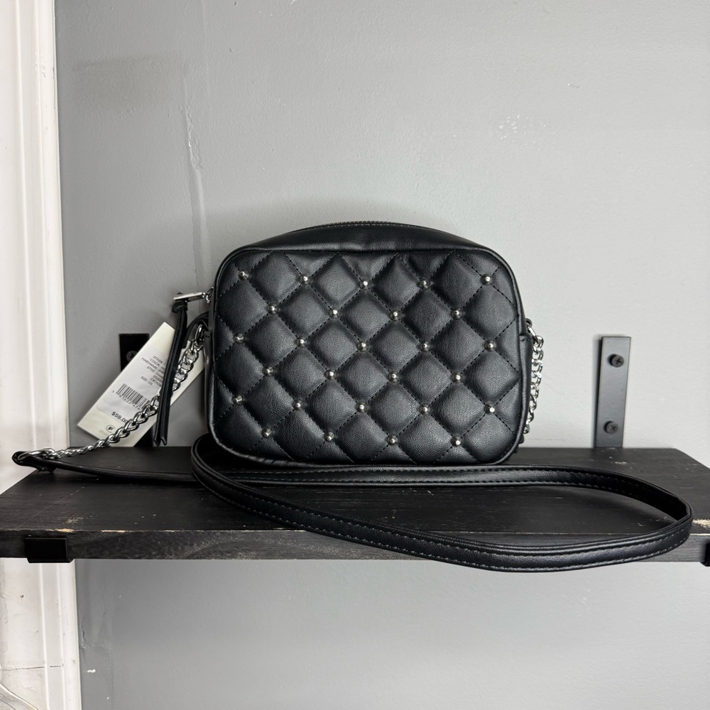 Rebecca Minkoff Black Quilted Studded Crossbody Bag Purse